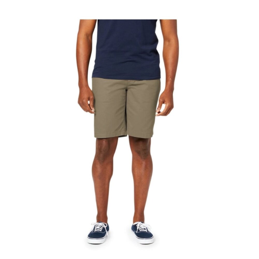 Dockers Men's Straight Fit 10.5" Inseam Twill Shorts with Stretch, 36, Khaki
